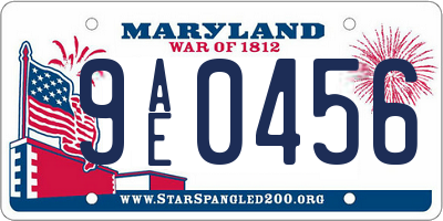 MD license plate 9AE0456