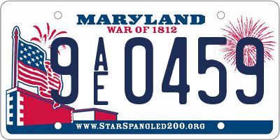 MD license plate 9AE0459