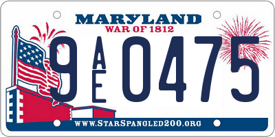 MD license plate 9AE0475