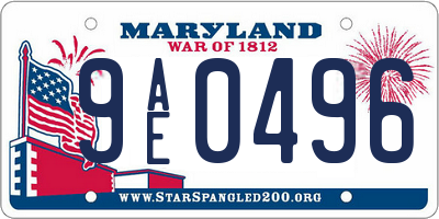 MD license plate 9AE0496