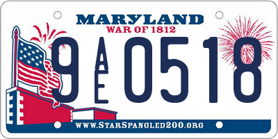 MD license plate 9AE0518