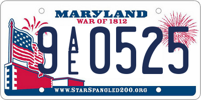 MD license plate 9AE0525