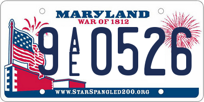 MD license plate 9AE0526