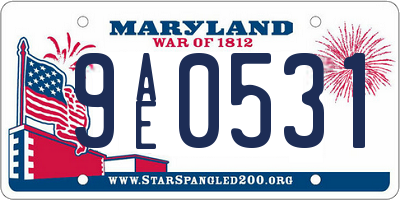 MD license plate 9AE0531