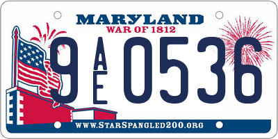 MD license plate 9AE0536