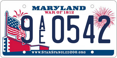 MD license plate 9AE0542