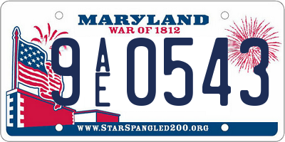 MD license plate 9AE0543