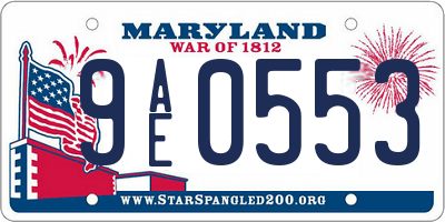 MD license plate 9AE0553