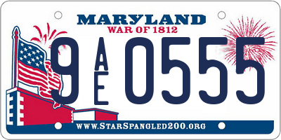 MD license plate 9AE0555