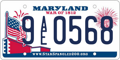 MD license plate 9AE0568