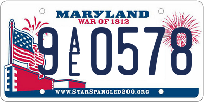 MD license plate 9AE0578