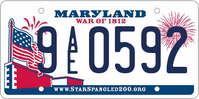 MD license plate 9AE0592
