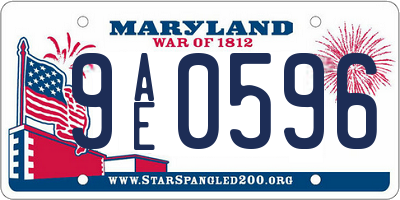MD license plate 9AE0596