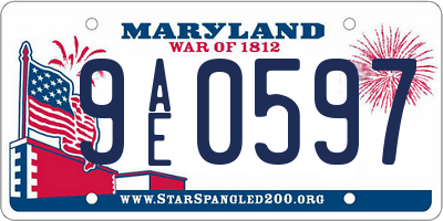 MD license plate 9AE0597