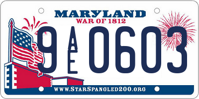 MD license plate 9AE0603