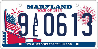 MD license plate 9AE0613