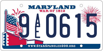 MD license plate 9AE0615