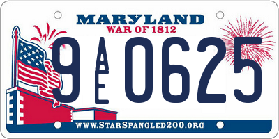 MD license plate 9AE0625