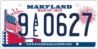 MD license plate 9AE0627