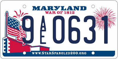 MD license plate 9AE0631
