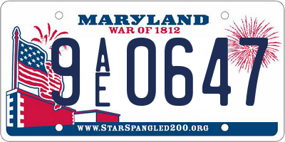 MD license plate 9AE0647