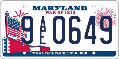 MD license plate 9AE0649