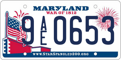MD license plate 9AE0653