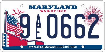 MD license plate 9AE0662