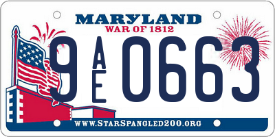 MD license plate 9AE0663