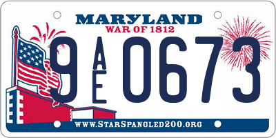 MD license plate 9AE0673