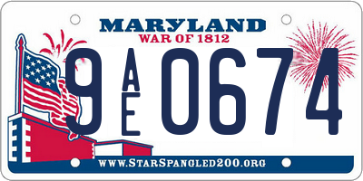 MD license plate 9AE0674
