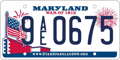 MD license plate 9AE0675