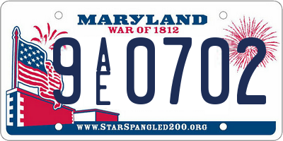 MD license plate 9AE0702