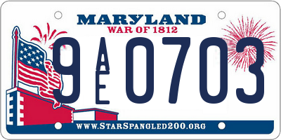 MD license plate 9AE0703