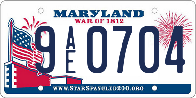 MD license plate 9AE0704