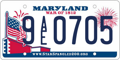 MD license plate 9AE0705