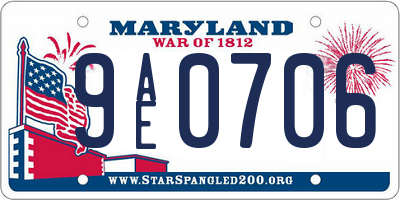 MD license plate 9AE0706