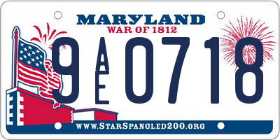 MD license plate 9AE0718