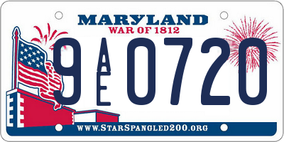 MD license plate 9AE0720
