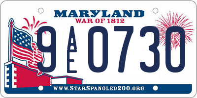 MD license plate 9AE0730