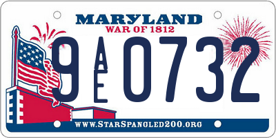 MD license plate 9AE0732