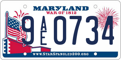 MD license plate 9AE0734