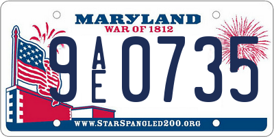 MD license plate 9AE0735