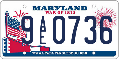 MD license plate 9AE0736