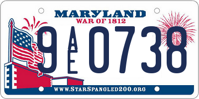 MD license plate 9AE0738