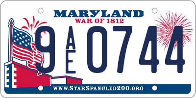 MD license plate 9AE0744
