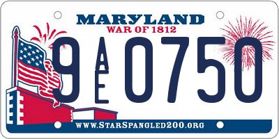 MD license plate 9AE0750