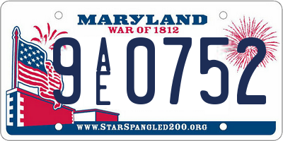 MD license plate 9AE0752