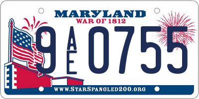 MD license plate 9AE0755