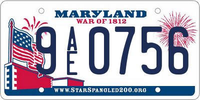 MD license plate 9AE0756